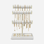 VLANDO Everyday Keepsake 3-Tier Jewelry Holder Organizer with Tray | Leather Jewelry Display & Storage Stand