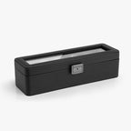 VLANDO 6-Slot Lockable Leather Watch Box with Glass Lid & Soft Pillows