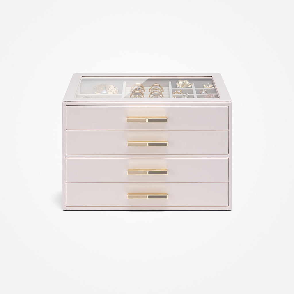 VLANDO Quiet Luxe 4-Layer Glass Lid Jewelry Box Organizer