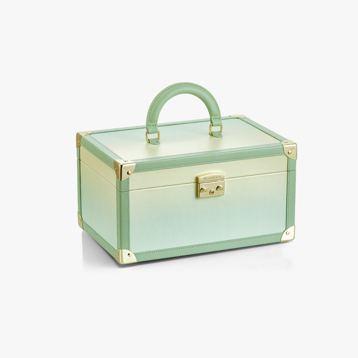 VLANDO Quiet Luxe Atelier Bloom Jewelry Box – Leather Case with Gold Corner Guards & Mirror