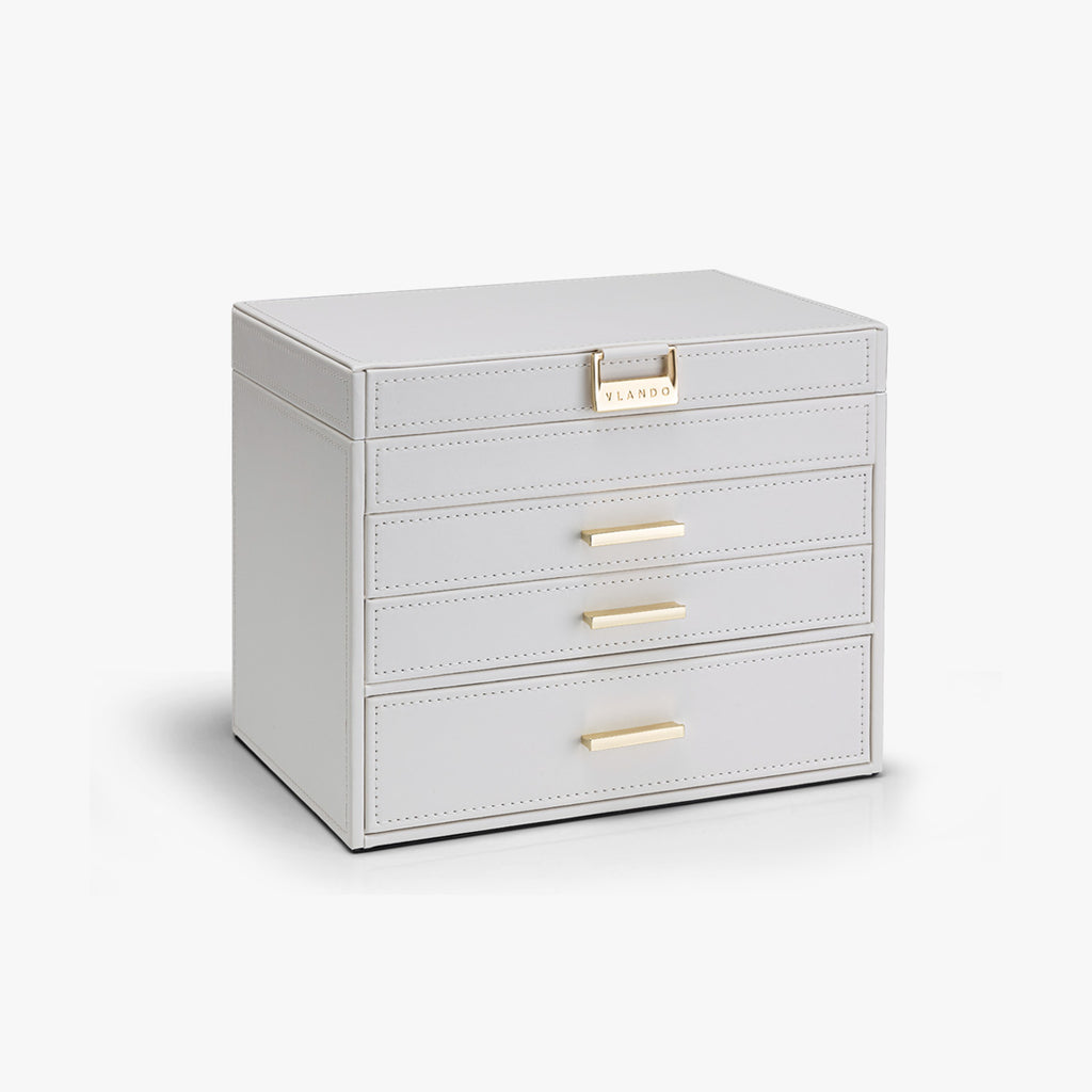 Quiet Luxe 4-Layer Leather Jewelry Box with Drawers | VLANDO Large ...
