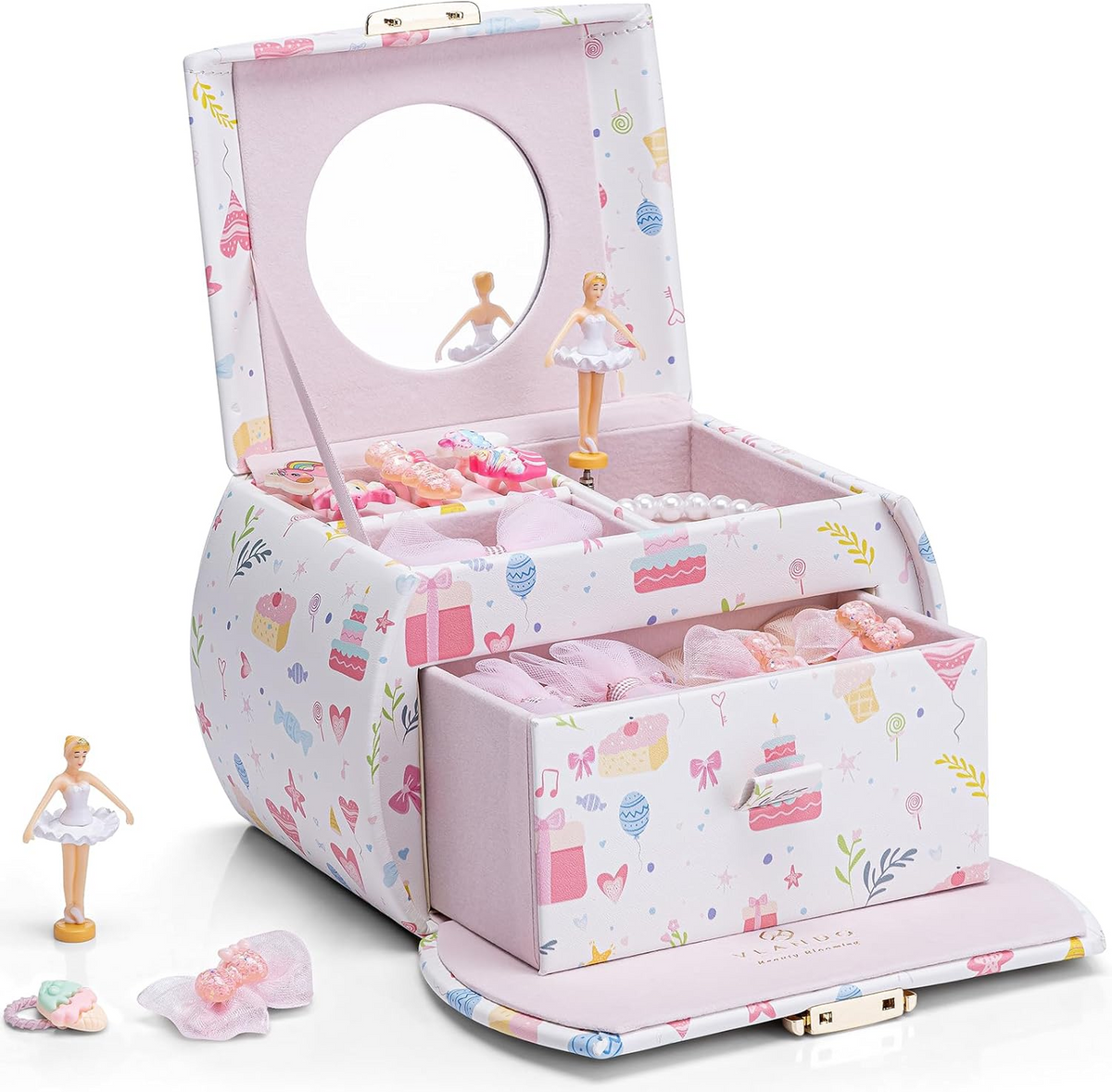 VLANDO Ballerina Musik-Schmuckkästchen, Mädchengeschenk, Musikbox