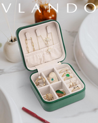 صندوق مجوهرات صغير لطقوس السفر من VLANDO، منظم حقيبة مجوهرات محمول من الجلد الصناعي، هدايا الزفاف