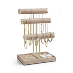 VLANDO Yunqi Jewelry Stand 3‑layer Everyday Keepsake 3‑Tier Jewelry Holder Organizer with Tray | Leather Jewelry Display & Storage Stand