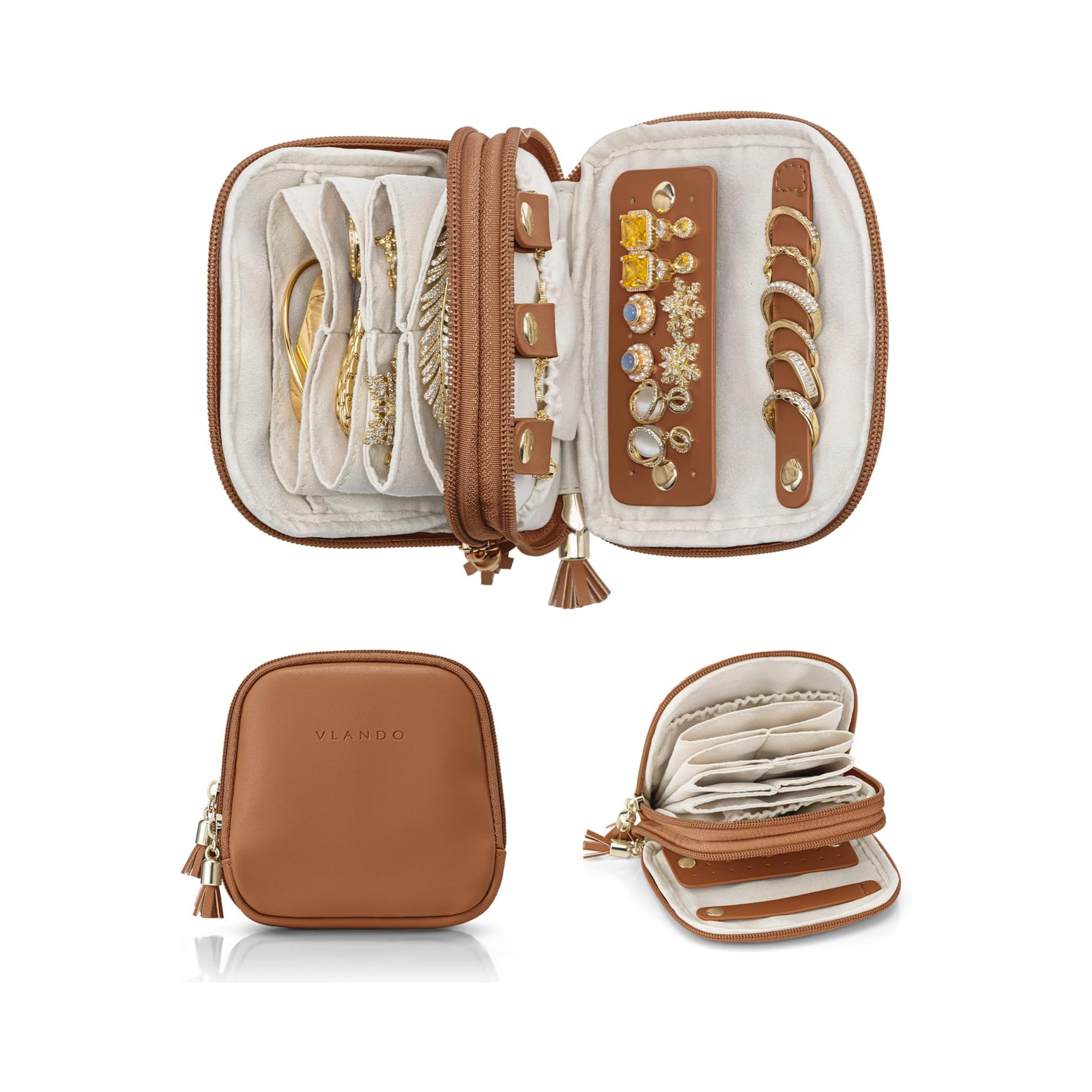 Vlando 2-Layer Travel Jewelry Organizer