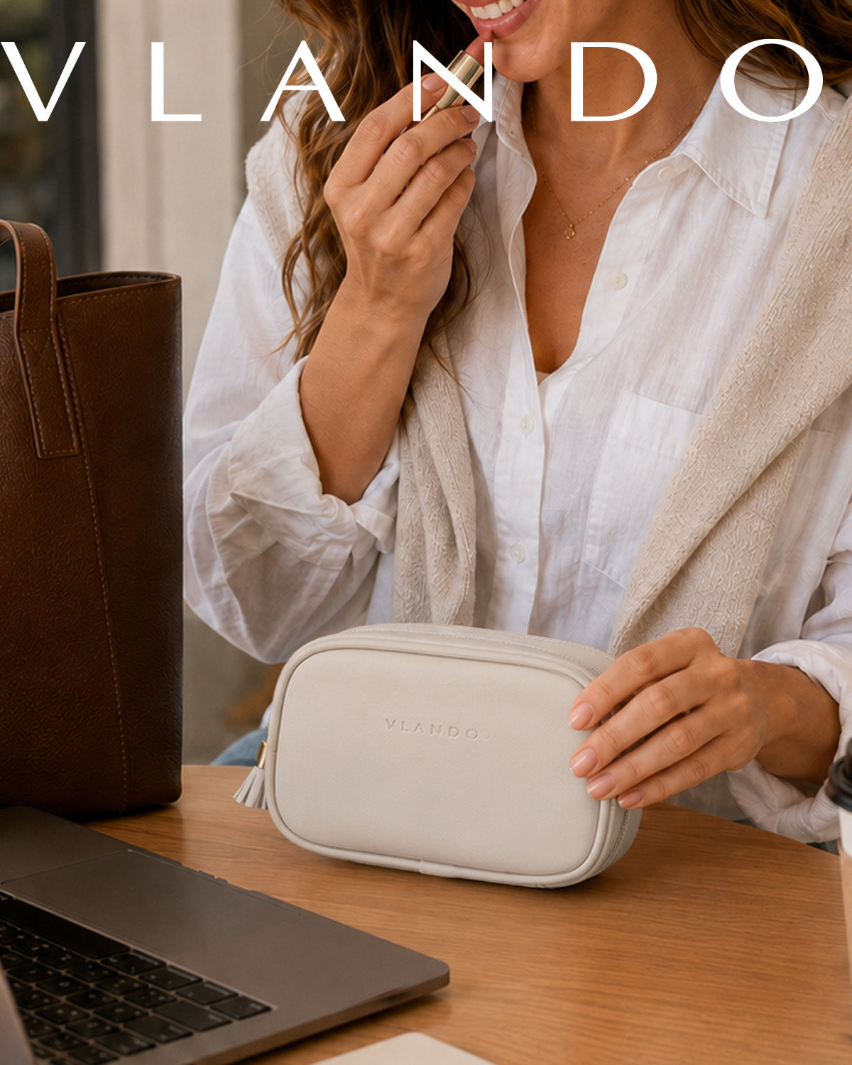 VLANDO Medium Pocket Cosmetic Bag, Small Travel Makeup Bag for Women
