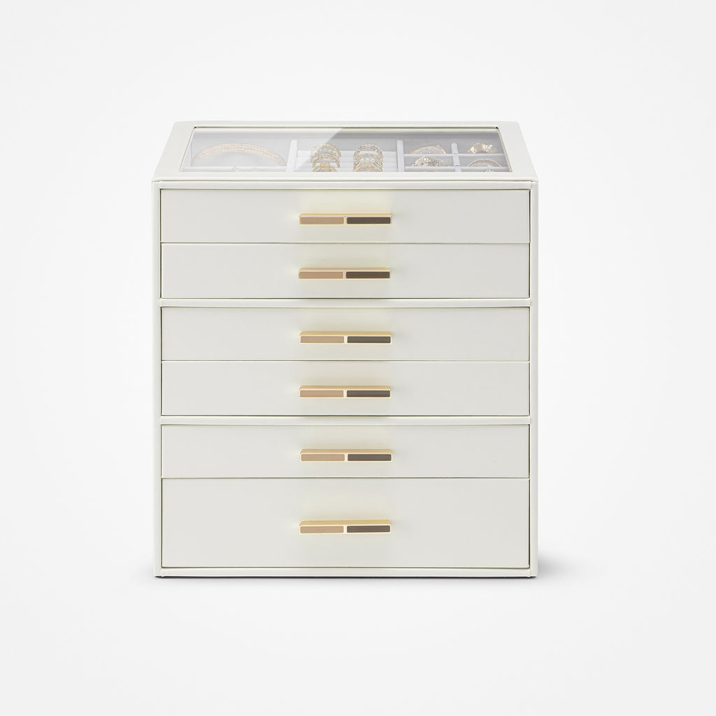 VLANDO Quiet Luxe 6-Layer Glass Lid Jewelry Box Organizer