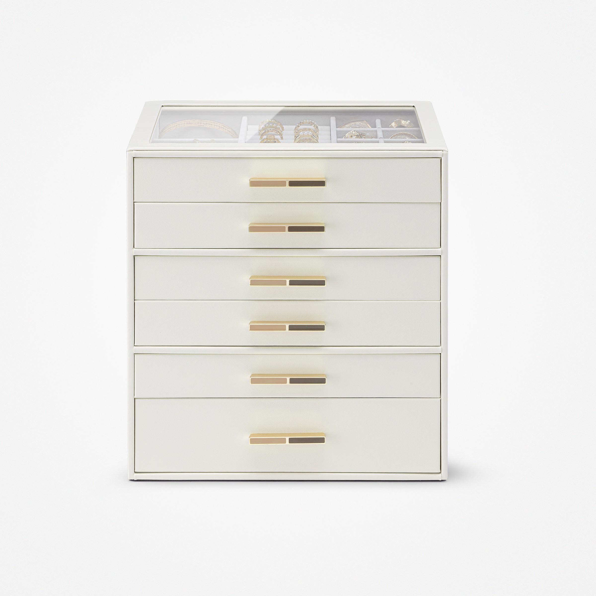 VLANDO Quiet Luxe 6-Layer Glass Lid Jewelry Box Organizer