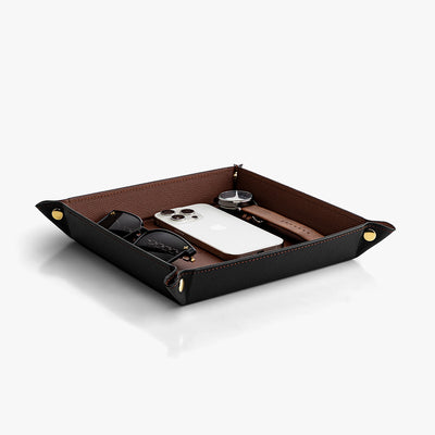 VLANDO leather valet tray organizer in Brown for organized storage
