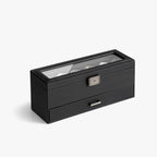 VLANDO 6-Slot Dual-Layer Lockable Watch Box Organizer with Glass Lid
