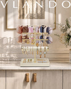 VLANDO 3-Tier Wave Jewelry Organizer Stand with Necklace Hooks, Earring Rack & Bracelet Bar