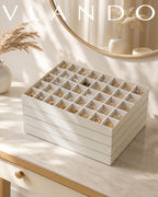 VLANDO Moments Stackable Jewelry Tray Set – 56-Grid, Bracelet, Jewelry & Glasses Tiers