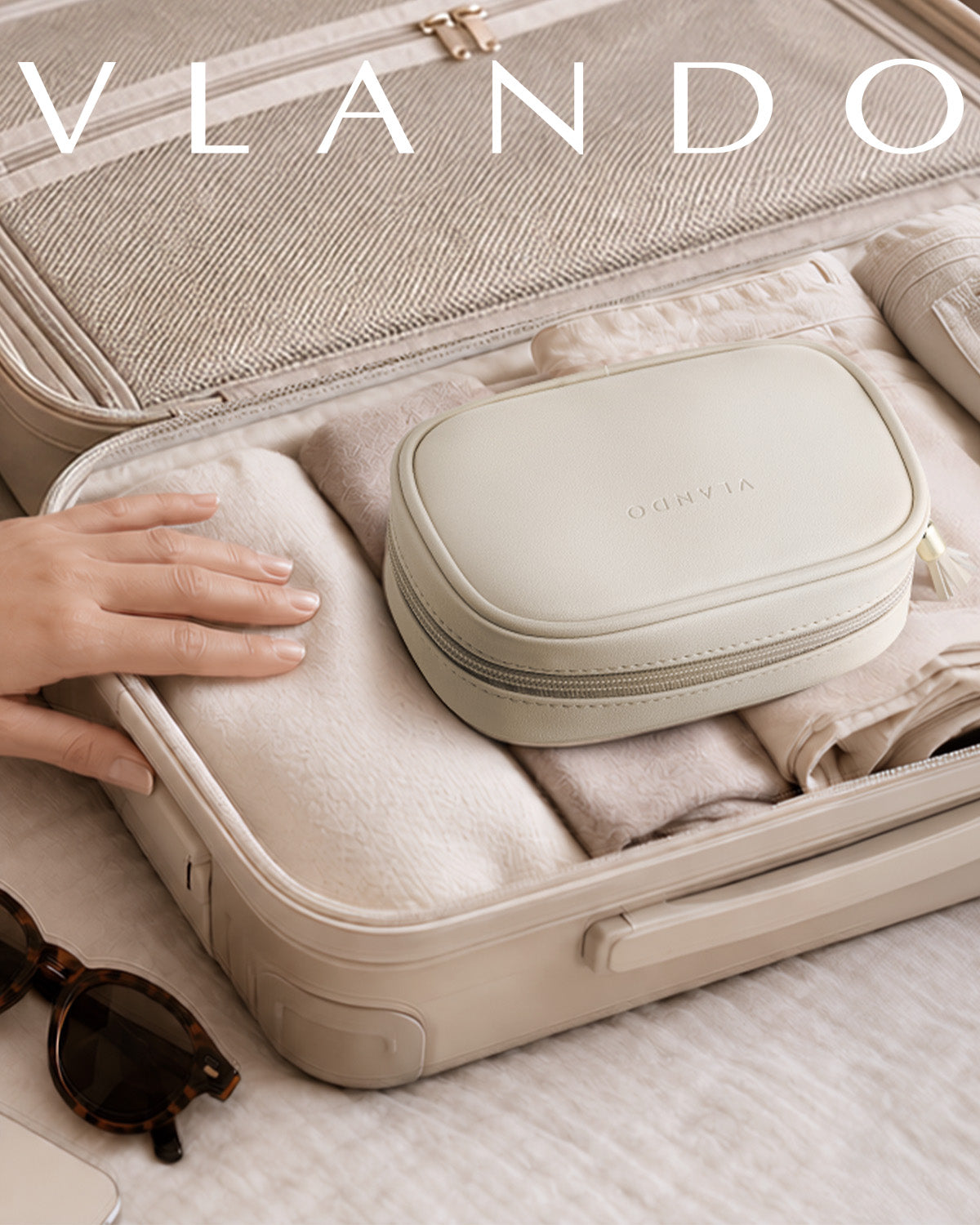 VLANDO Medium Pocket Cosmetic Bag, Small Travel Makeup Bag for Women