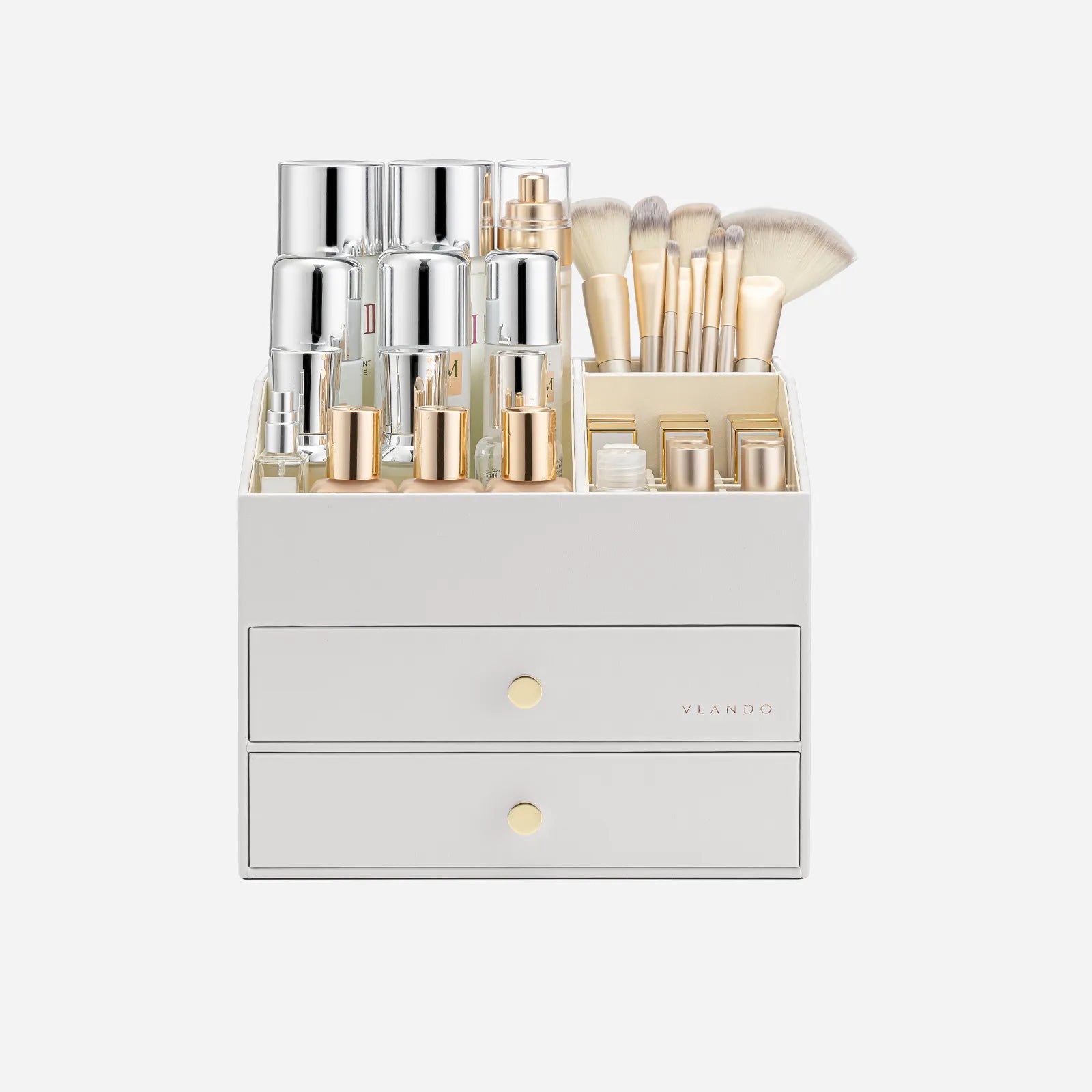 VLANDO Quiet Luxe Vanity & Makeup Organizer with 2 Drawers