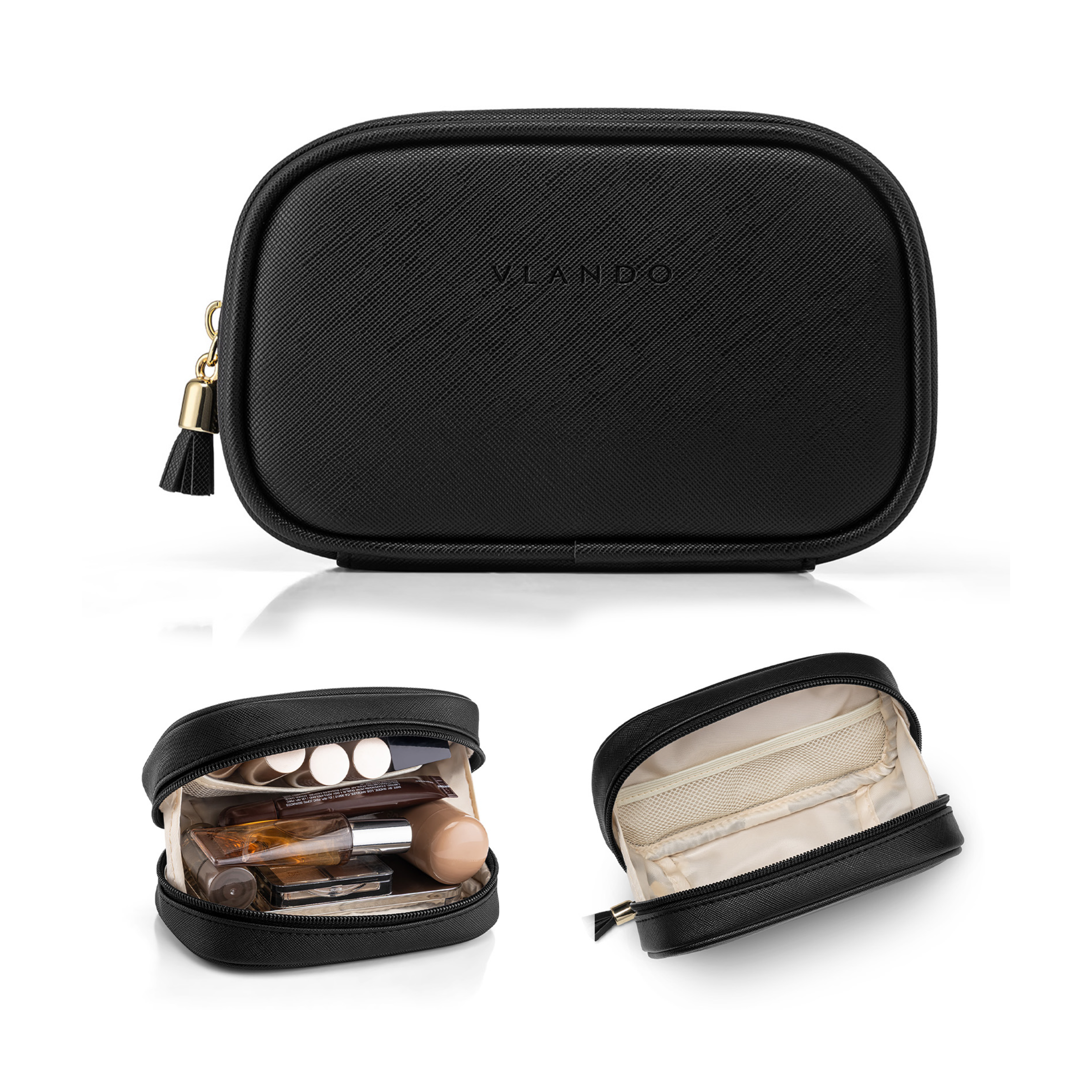 VLANDO Medium Pocket Cosmetic Bag, Small Travel Makeup Bag for Women