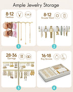 VLANDO 3-Tier Wave Jewelry Organizer Stand with Necklace Hooks, Earring Rack & Bracelet Bar