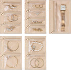 VLANDO Travel Jewelry Organizer – 5-Piece Set of Transparent Velvet Zipper Pouches