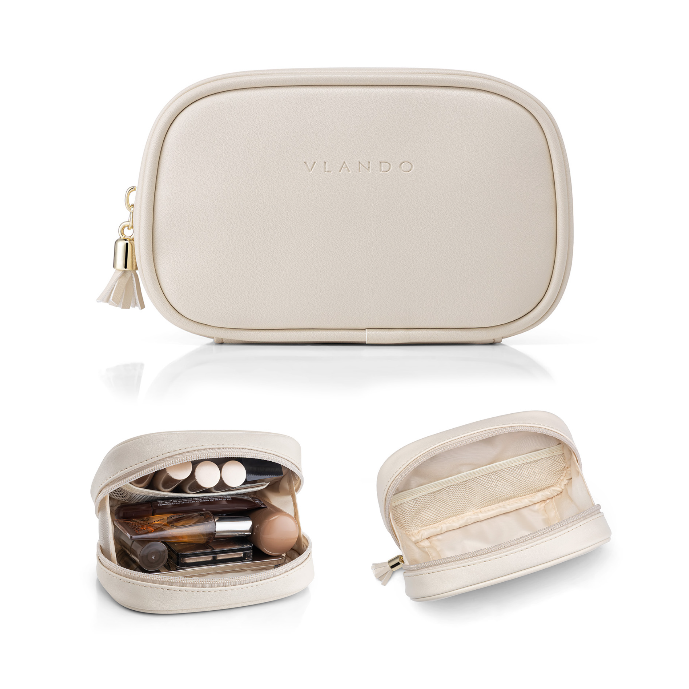 VLANDO Medium Pocket Cosmetic Bag, Small Travel Makeup Bag for Women