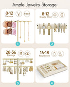 VLANDO 3-Tier Wave Jewelry Organizer Stand with Necklace Hooks, Earring Rack & Bracelet Bar