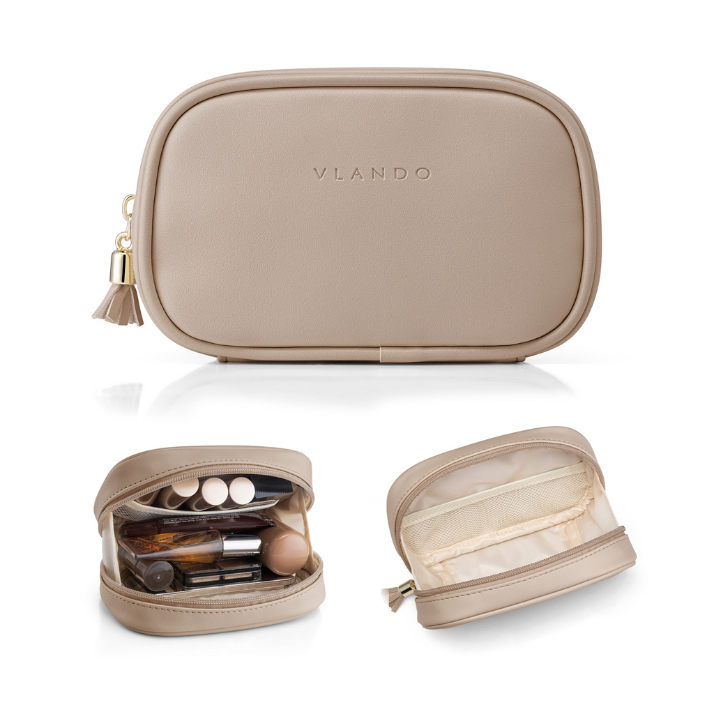 VLANDO Medium Pocket Cosmetic Bag, Small Travel Makeup Bag for Women