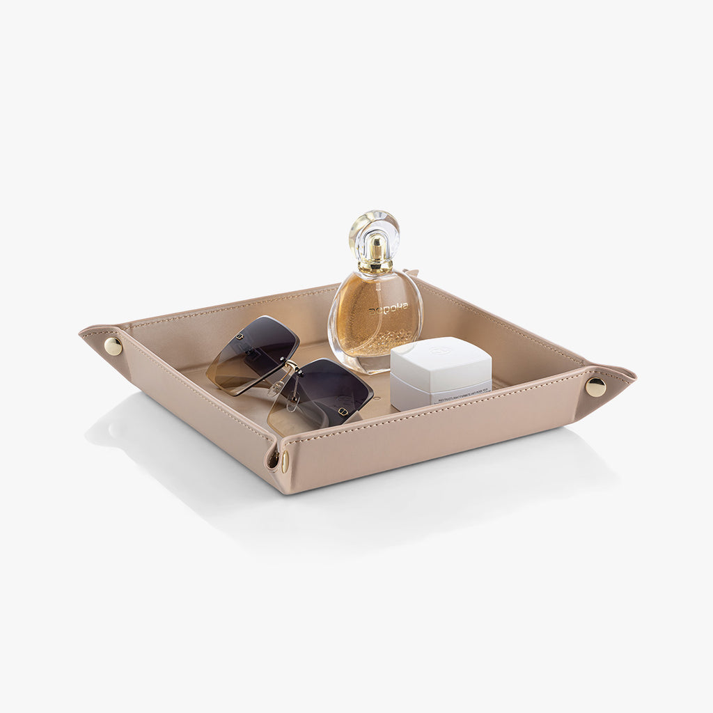 VLANDO Leather Valet Tray Organizer – Nightstand & Vanity Catchall Tray for Keys, Wallet & Accessories