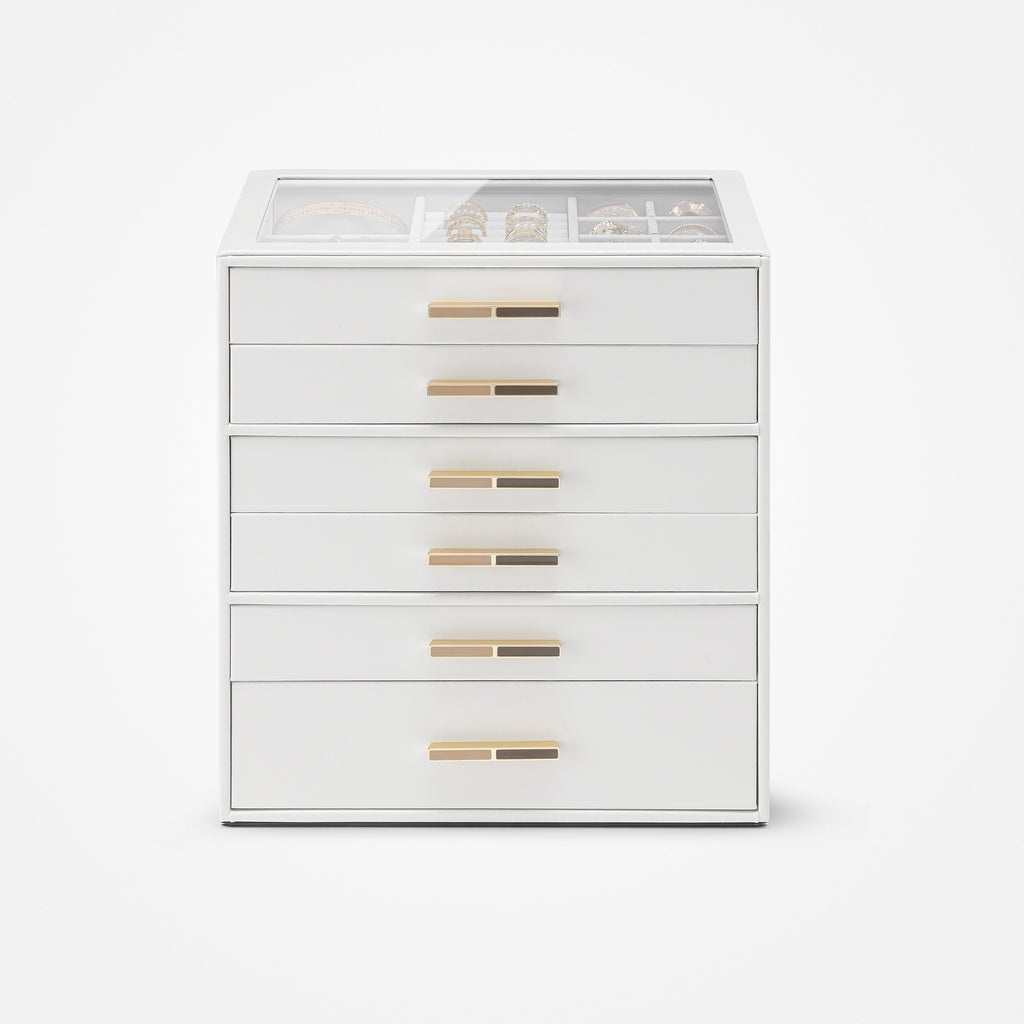 VLANDO Quiet Luxe 6-Layer Glass Lid Jewelry Box Organizer