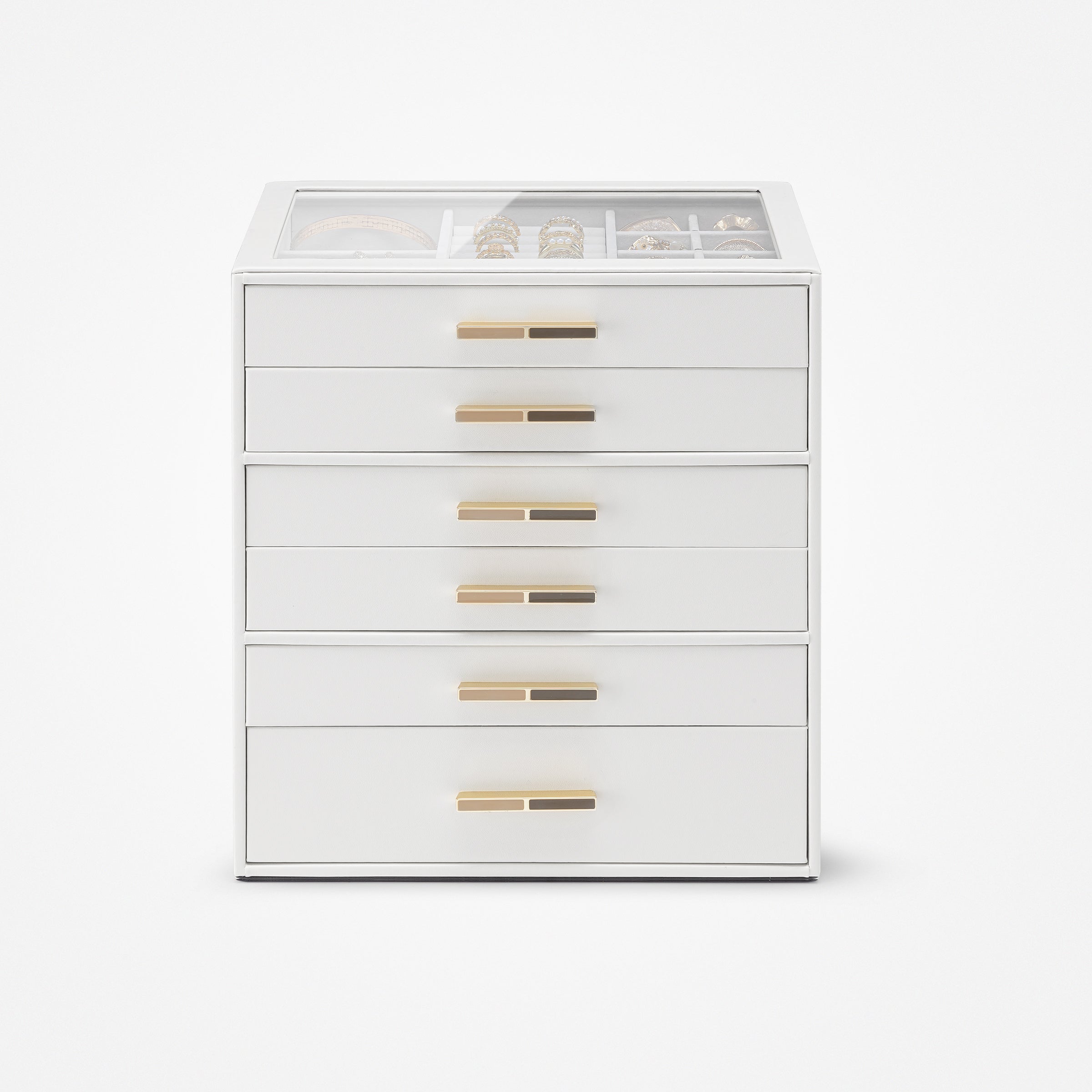 VLANDO Quiet Luxe 6-Layer Glass Lid Jewelry Box Organizer