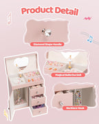 VLANDO Vertical Musical Box Musical Jewelry Box for Girls