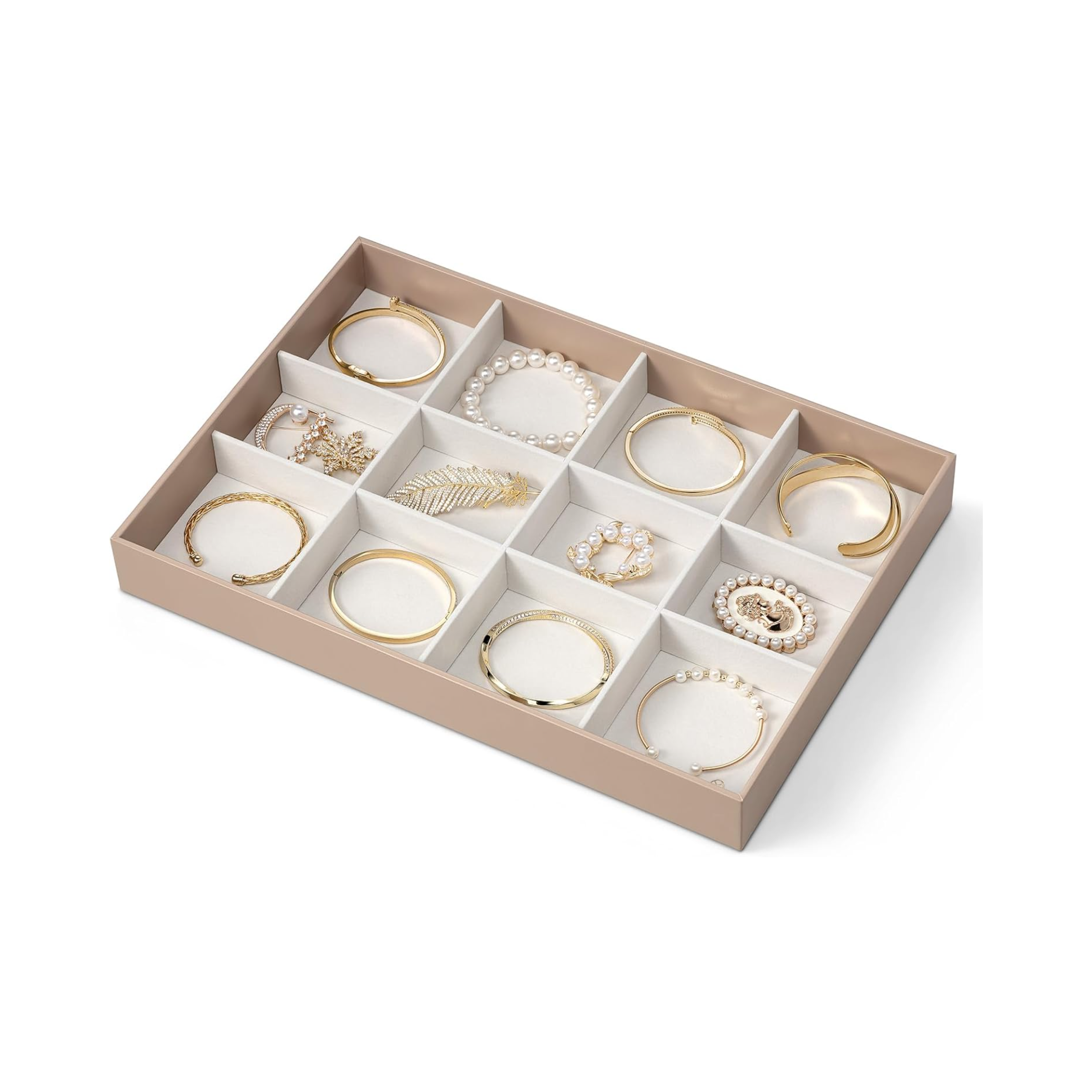 VLANDO Moments Stackable Jewelry Tray Set – 56-Grid, Bracelet, Jewelry & Glasses Tiers