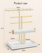 VLANDO 3-Tier Wave Jewelry Organizer Stand with Necklace Hooks, Earring Rack & Bracelet Bar