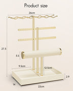 VLANDO 3-Tier Wave Jewelry Organizer Stand with Necklace Hooks, Earring Rack & Bracelet Bar