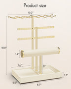 VLANDO 3-Tier Wave Jewelry Organizer Stand with Necklace Hooks, Earring Rack & Bracelet Bar