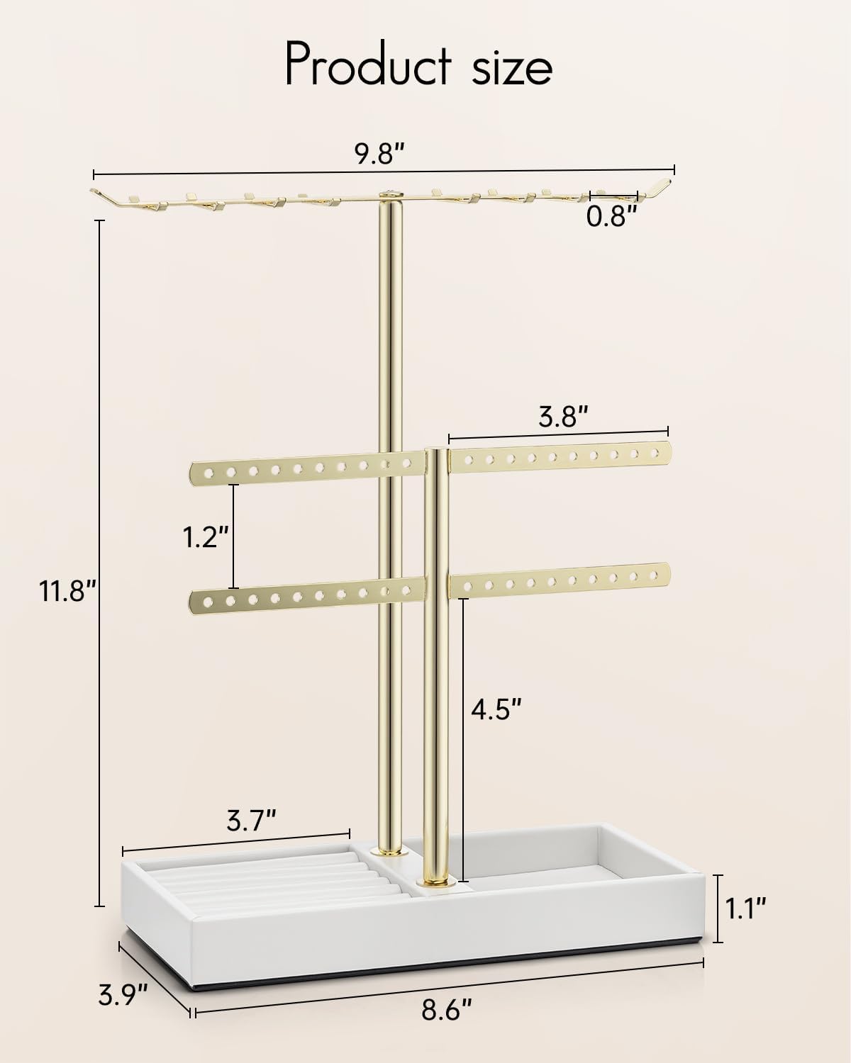 VLANDO 2-Tier Leather Jewelry Stand Organizer, Cloud White Jewelry Holder for Necklaces, Earrings, Bracelets & Rings US Exclusive Deal