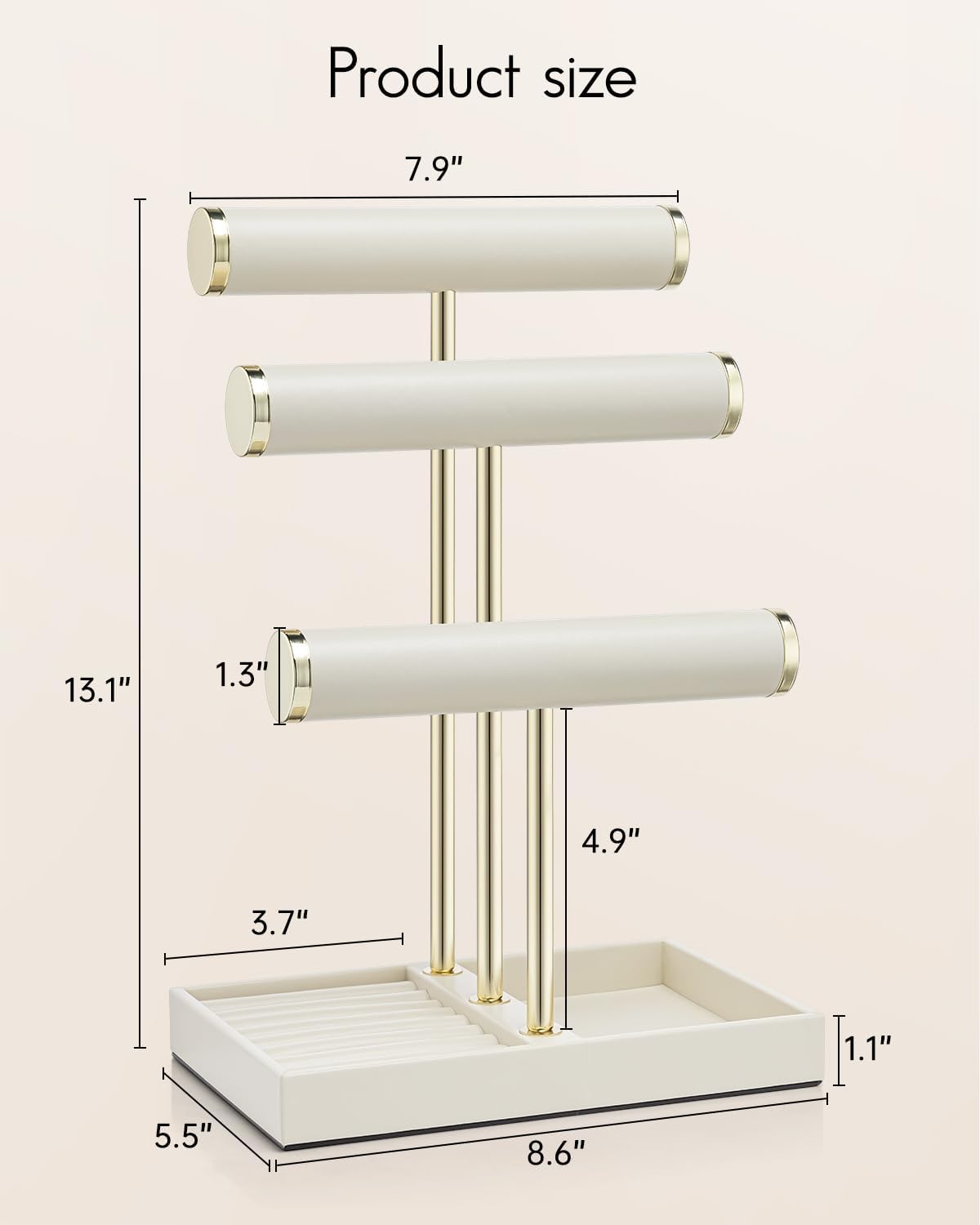 VLANDO Yunqi Jewelry Stand 3‑layer Everyday Keepsake 3‑Tier Jewelry Holder Organizer with Tray | Leather Jewelry Display & Storage Stand