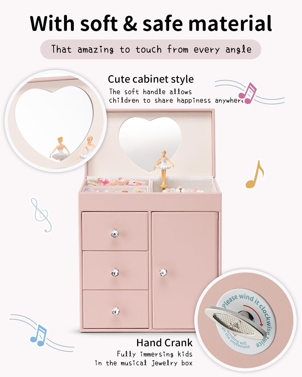 VLANDO Vertical Musical Box Musical Jewelry Box for Girls