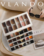 VLANDO Glasses Case 5-Layer, 30-Slot Sunglasses Organizer CasewithClear Lid & 5 Drawers