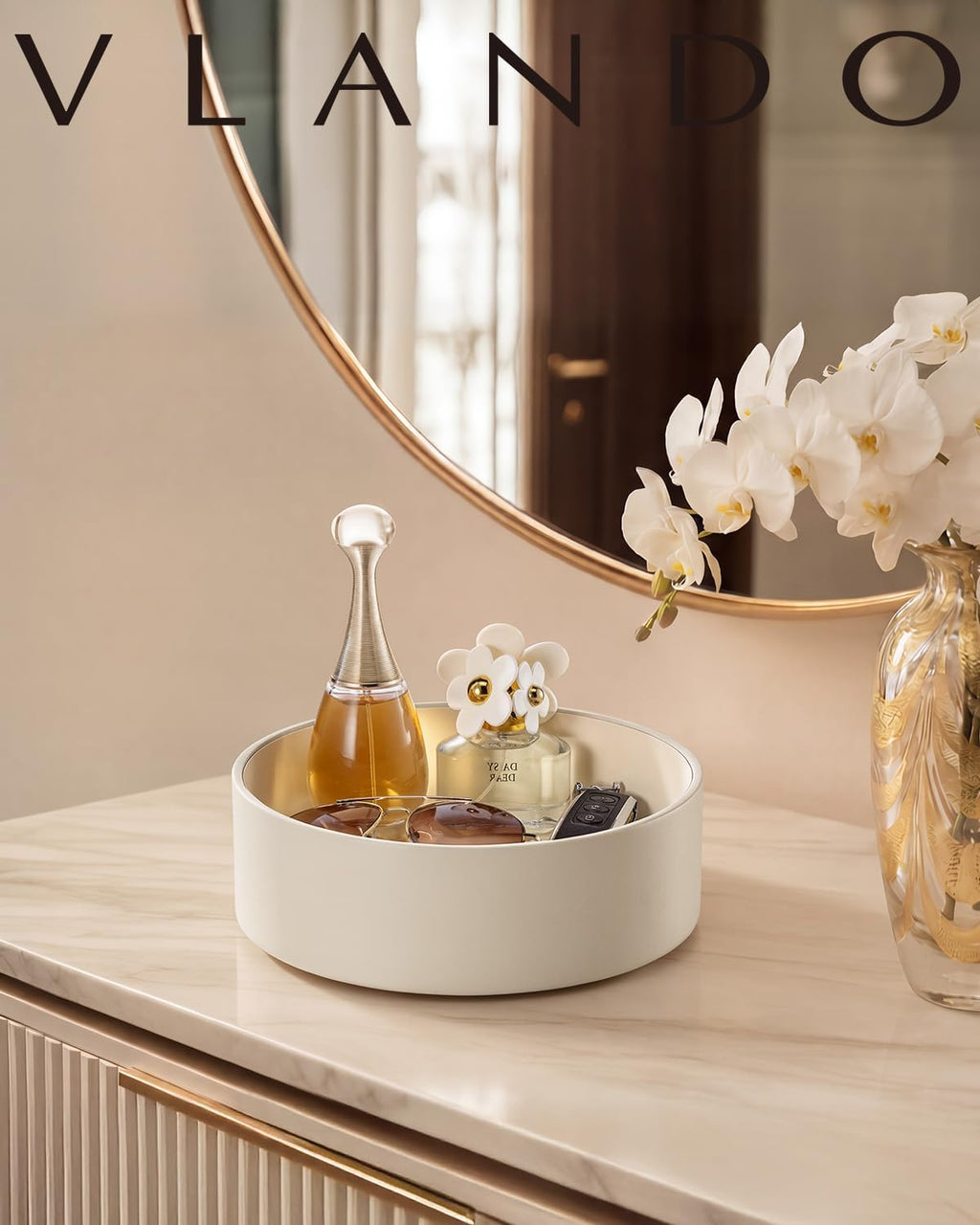VLANDO 360° Rotating PU Leather Perfume & Makeup Organizer