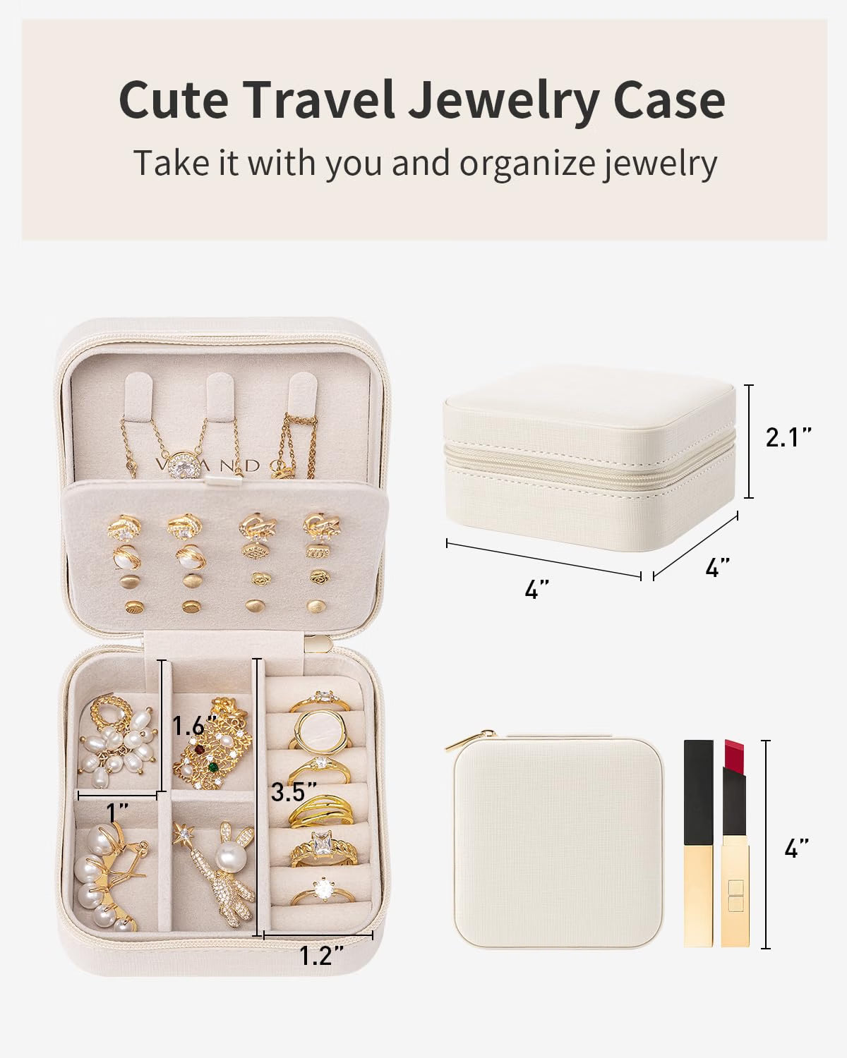 VLANDO Macaron‑Ear Stud Plate Macaron Regular – Small Portable Travel Jewelry Box Organizer