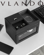 VLANDO Automatic Double Watch Winder with Jewelry Valet Tray