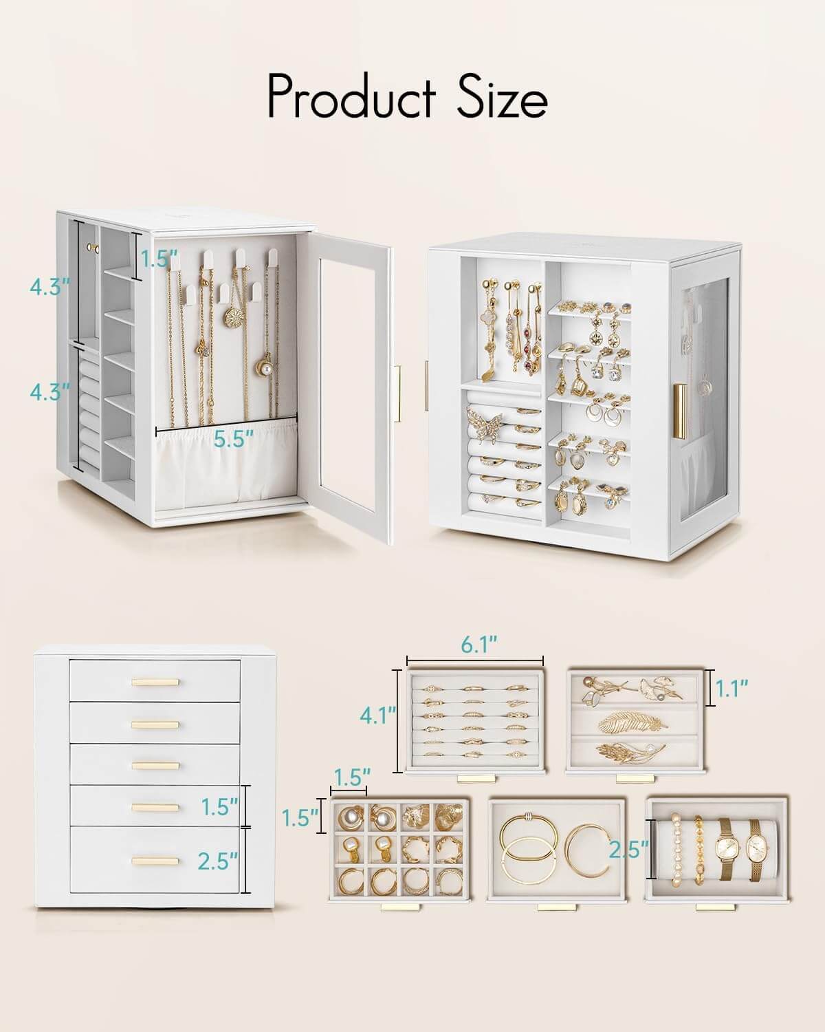 VLANDO Quiet Luxe jewelry box organizer, open storage layout