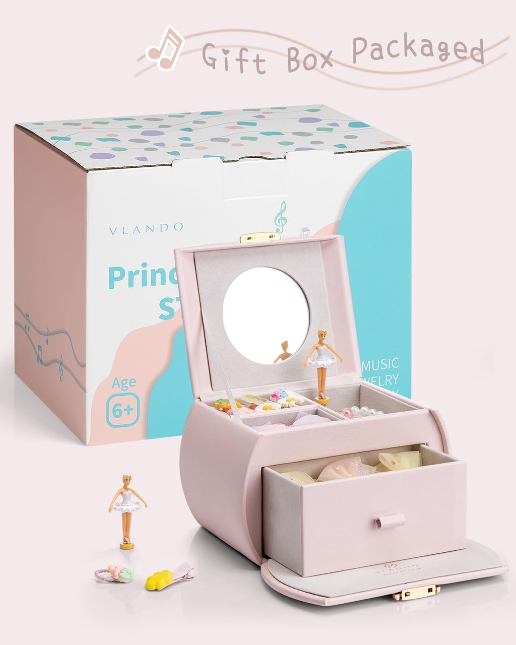 VLANDO Ballerina Musical Jewelry Box Girls Gift Musical Box