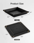 VLANDO Leather Valet Tray Organizer – Nightstand & Vanity Catchall Tray for Keys, Wallet & Accessories