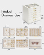 VLANDO Quiet Luxe 6-Layer Glass Lid Jewelry Box Organizer