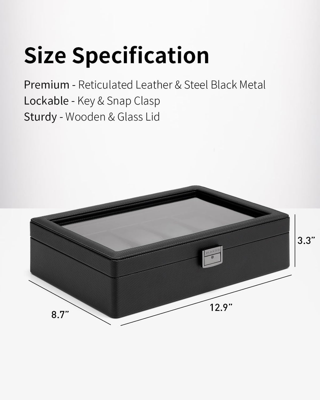 VLANDO Watch Box for Men Gifts,10 Slot Watch Holder Oreganizer Display