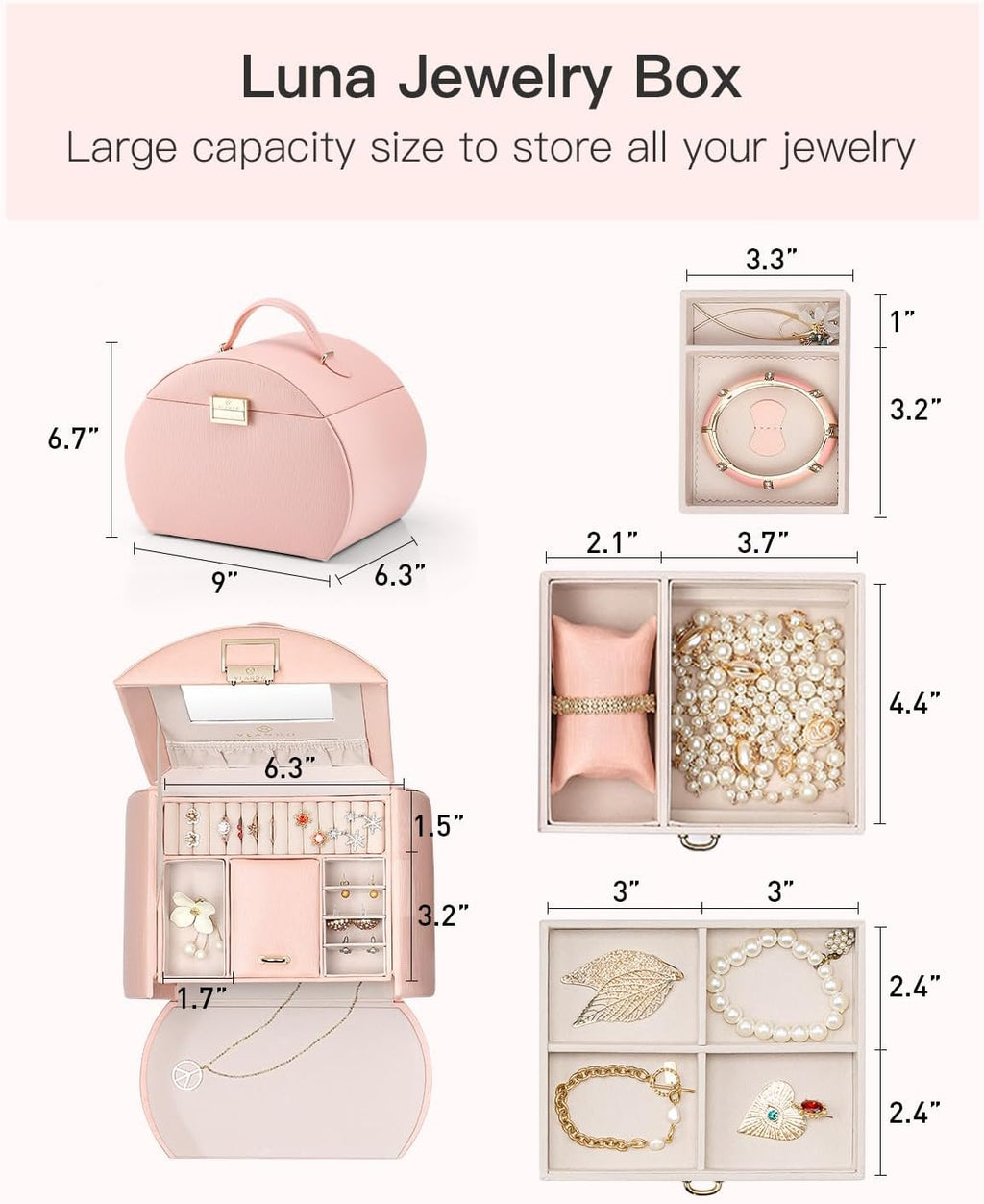 VLANDO Luna Half‑moon Princess Style Girl Jewelry Box