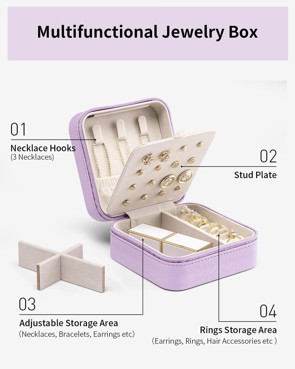 VLANDO Macaron‑Ear Stud Plate Macaron Regular – Small Portable Travel Jewelry Box Organizer