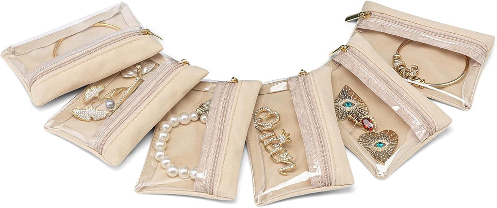 Vlando Travel Jewelry Organizer Set with Zipper and Velvet Lining