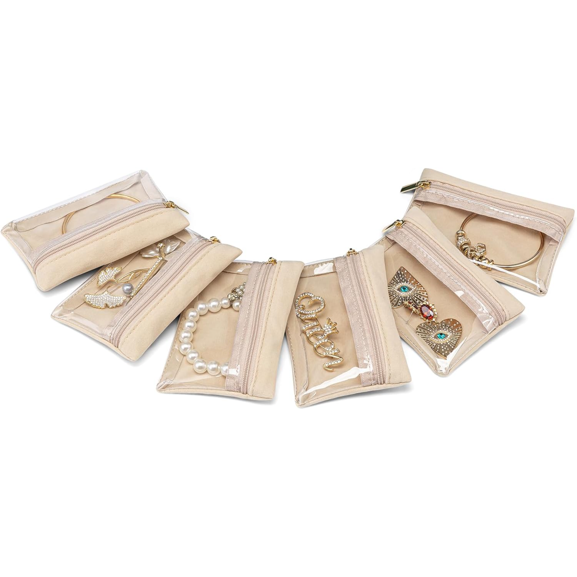 Vlando Travel Jewelry Organizer Set with Zipper and Velvet Lining