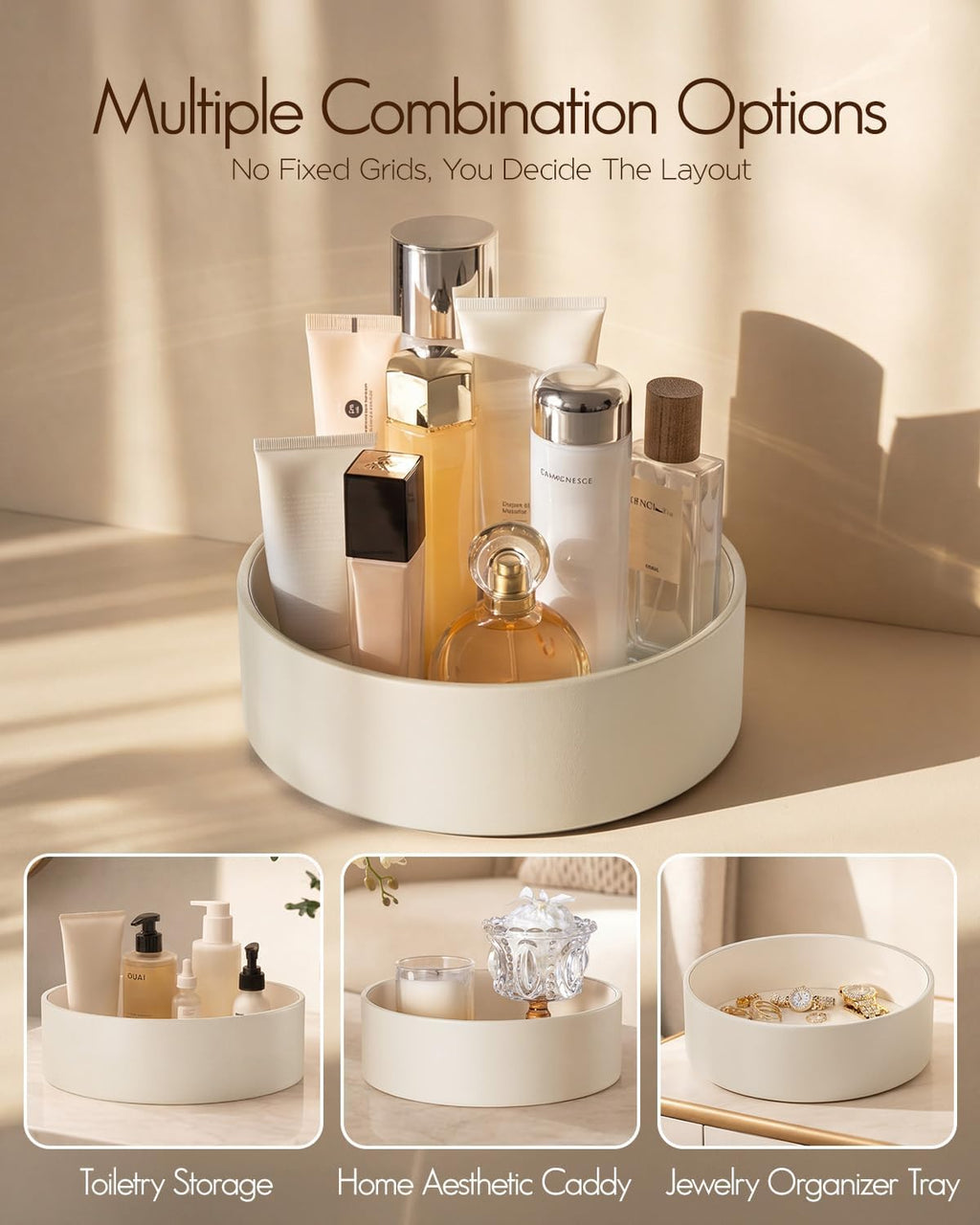 VLANDO 360° Rotating PU Leather Perfume & Makeup Organizer