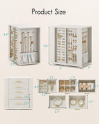 VLANDO Rotating Jewelry Box – Quiet Luxe 360° Large Jewelry Organizer with 5 Drawers
